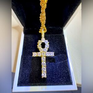 New Gold and Silver Cross Pendant Necklace